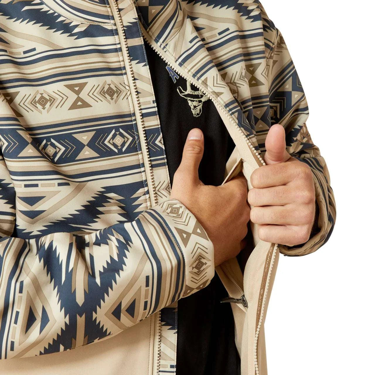 ARIAT MENS LOGO WHITE PEPPER SOUTHWEST SOFTSHELL JACKET 10062581 Laherradurawwnc.com