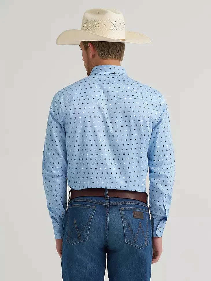 Wrangler Cody Johnson Blue Horseshoes Men’s shirt- 112378977 Laherradurawwnc.com