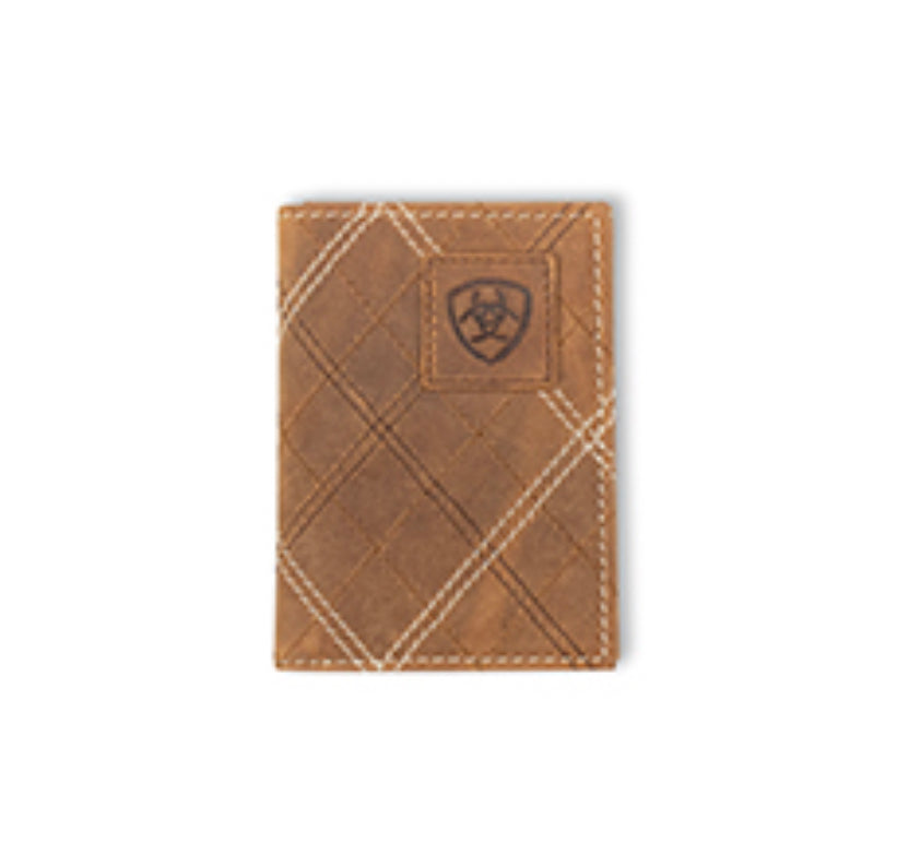 ARIAT MEN WALET TRIFOLD CROSS STITCH PATCH WALLET A3563044