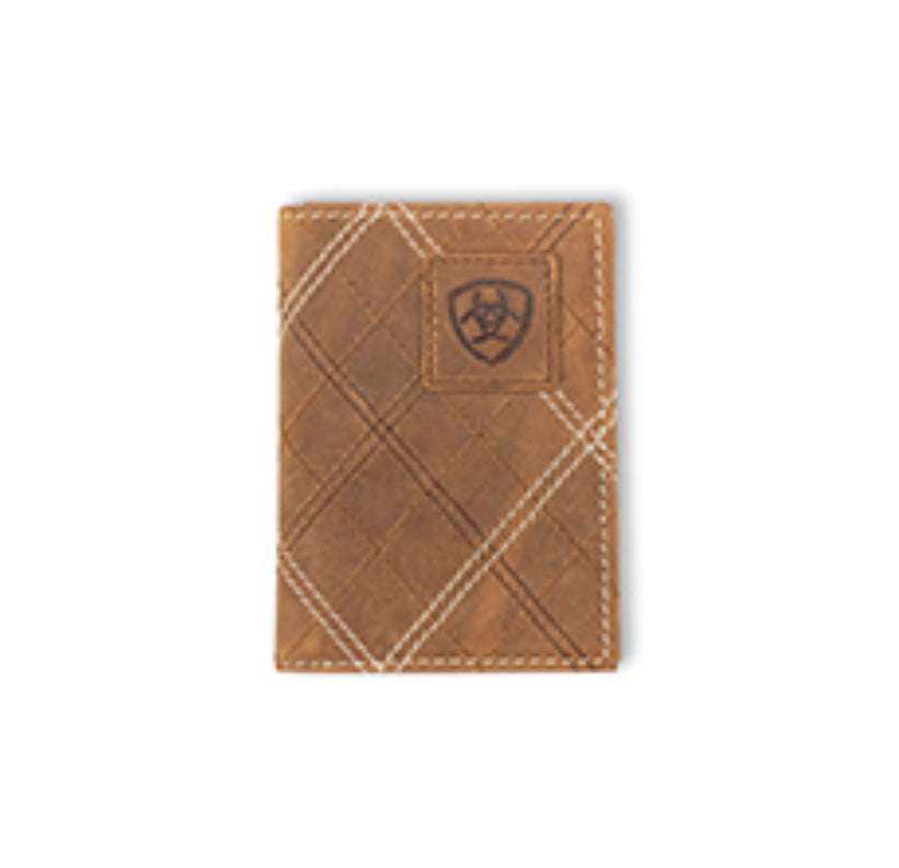 ARIAT MEN WALET TRIFOLD CROSS STITCH PATCH WALLET A3563044 Laherradurawwnc.com
