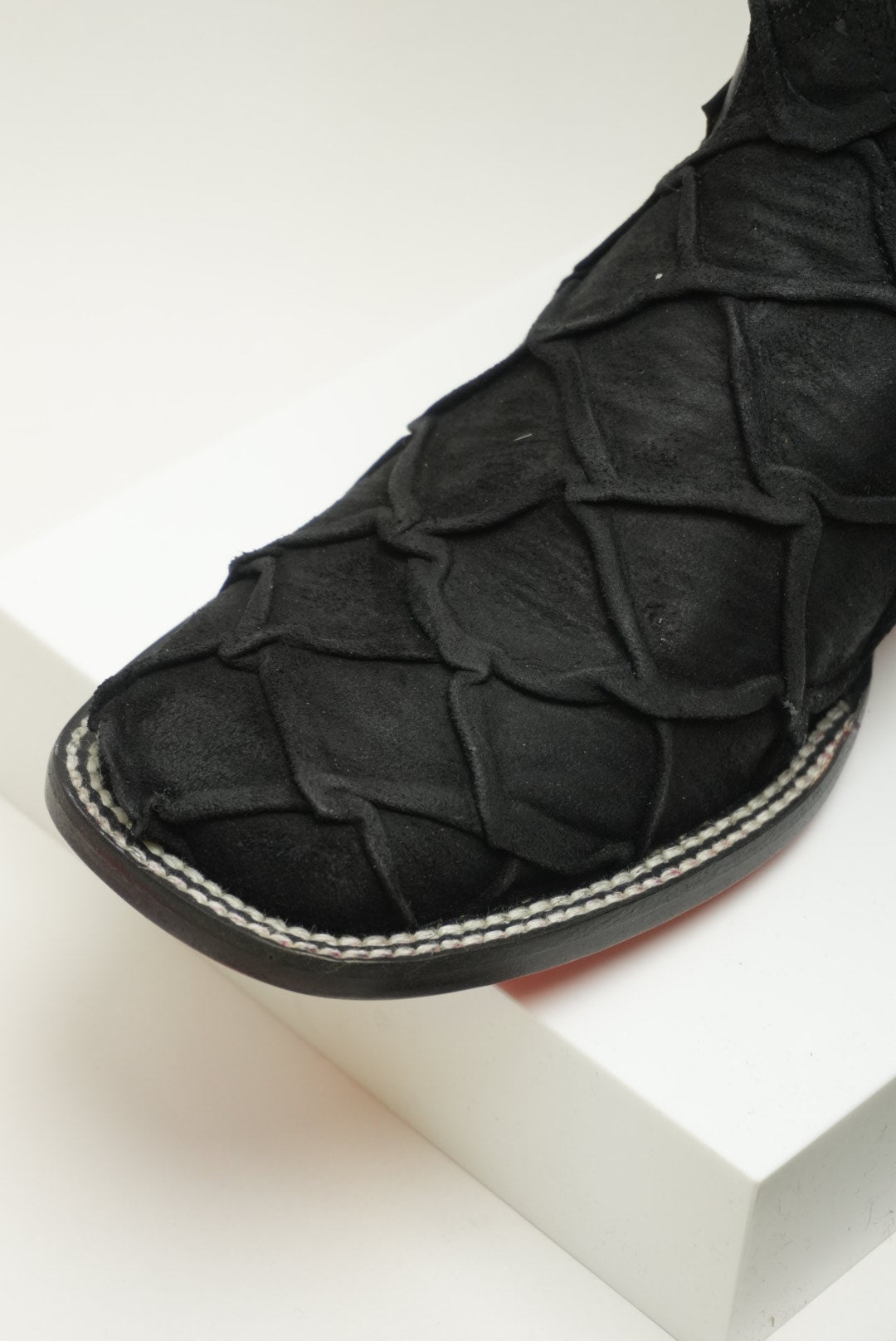 LA HERRADURA MENS DANIEL PIRARUCU DOBLILLADO GAM NEGRO RED BOTTOM SQUARE TOE BOOT