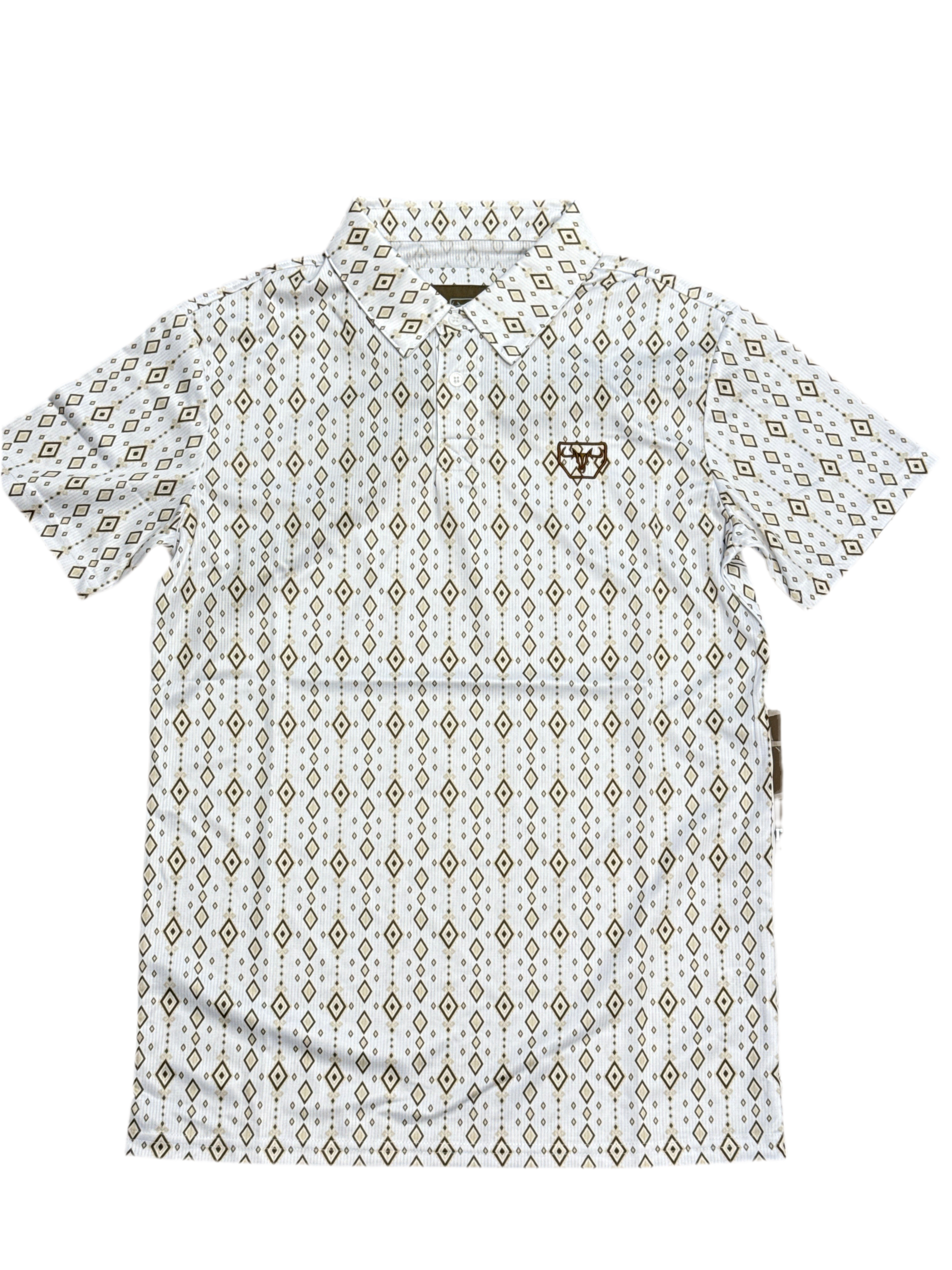 PLATINI MENS MODERN FIT STRETCH FOIL FASHION SHORT SLEEVE SHIRT WHITE - PGP11015