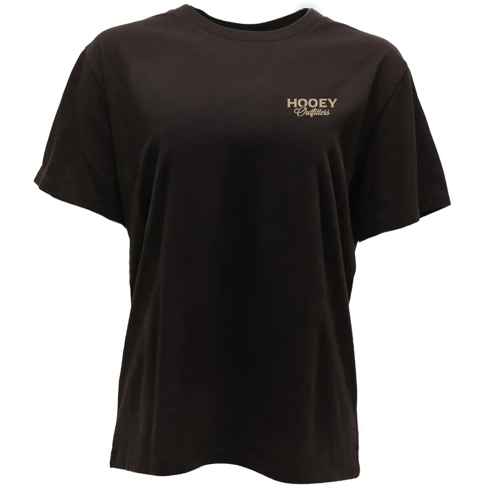 HOOEY MENS T-SHIRT MENS DARK BROWN CREW NECK WITH BIRD LOGO ON BACK- HT2610DKBR