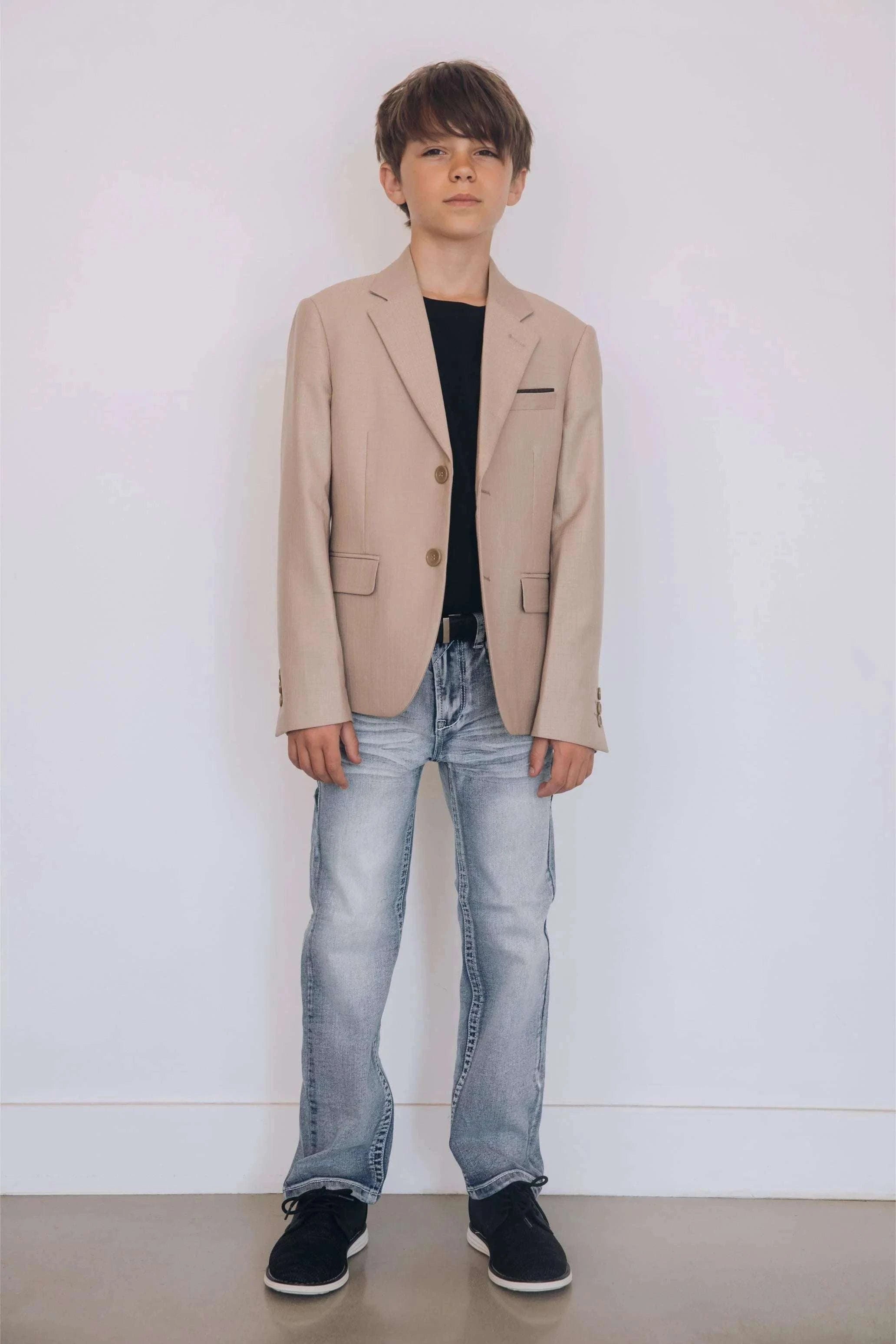 Boys platini Faux suede western Beige BLAZER-BLK10532 Laherradurawwnc.com