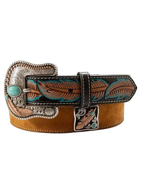 NOCONA WOMEN’S BELT WITH ENGRAVED FEATHER AND CANN320007208