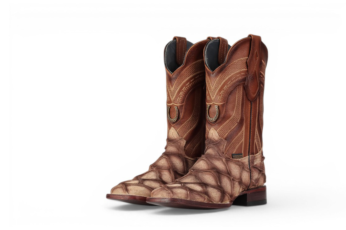 LA HERRADURA MENS DANIEL PIRARUCU DOBLILLADO GAM HUESO SQUARE TOE BOOT NEW BOOTS