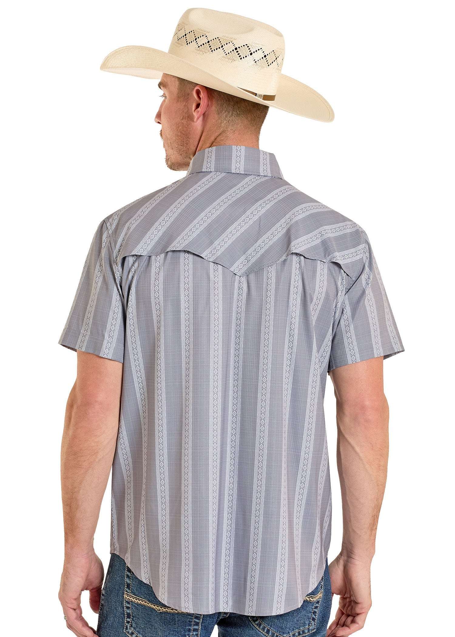 ROCK&ROLL SHORT SLEEVE DARK GREY STRIPE PRINTED TEK BMN3S08390 Laherradurawwnc.com
