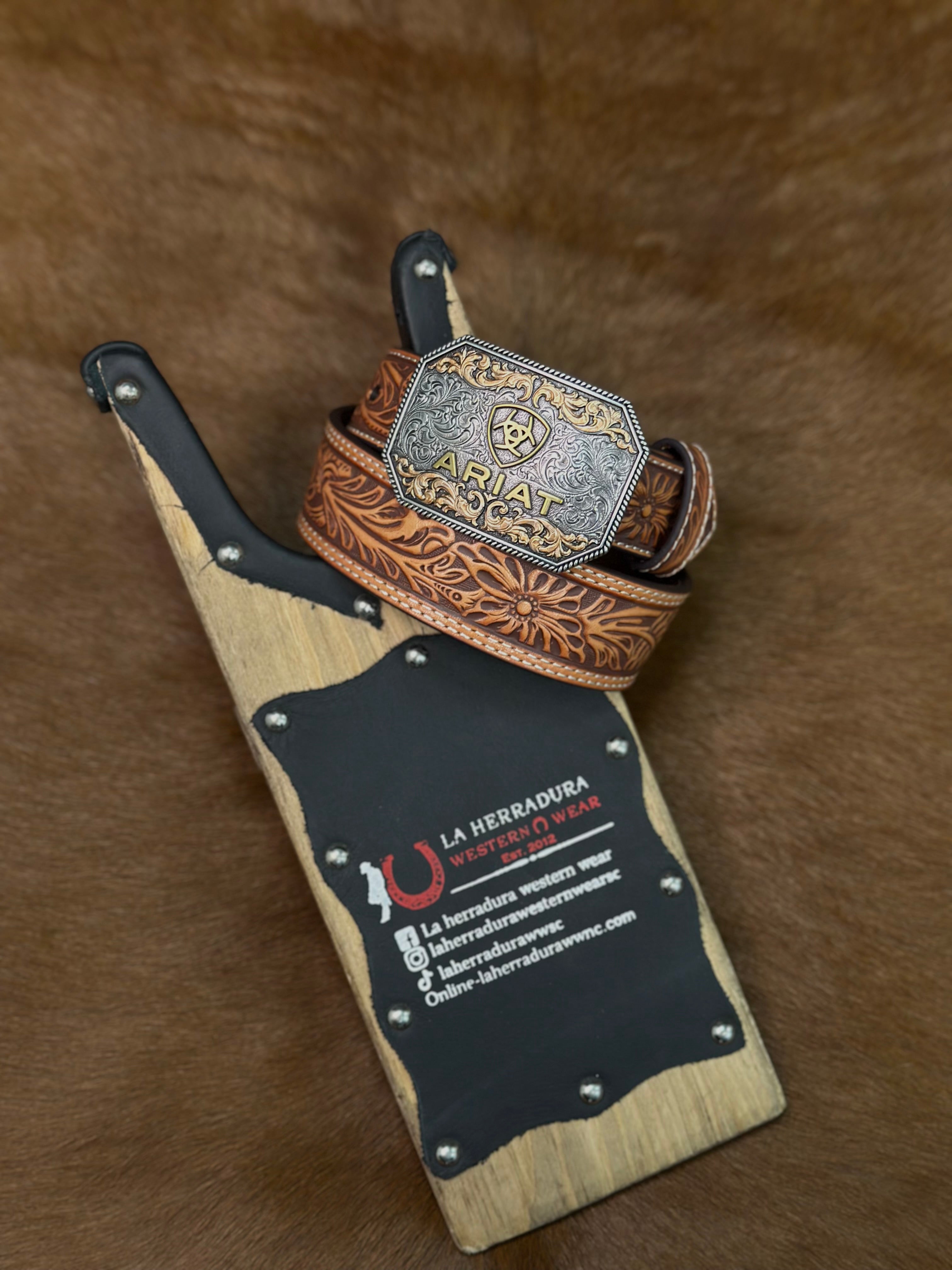 ARIAT KIDS UNISEX BROWN TOOLED BELT -A1309108