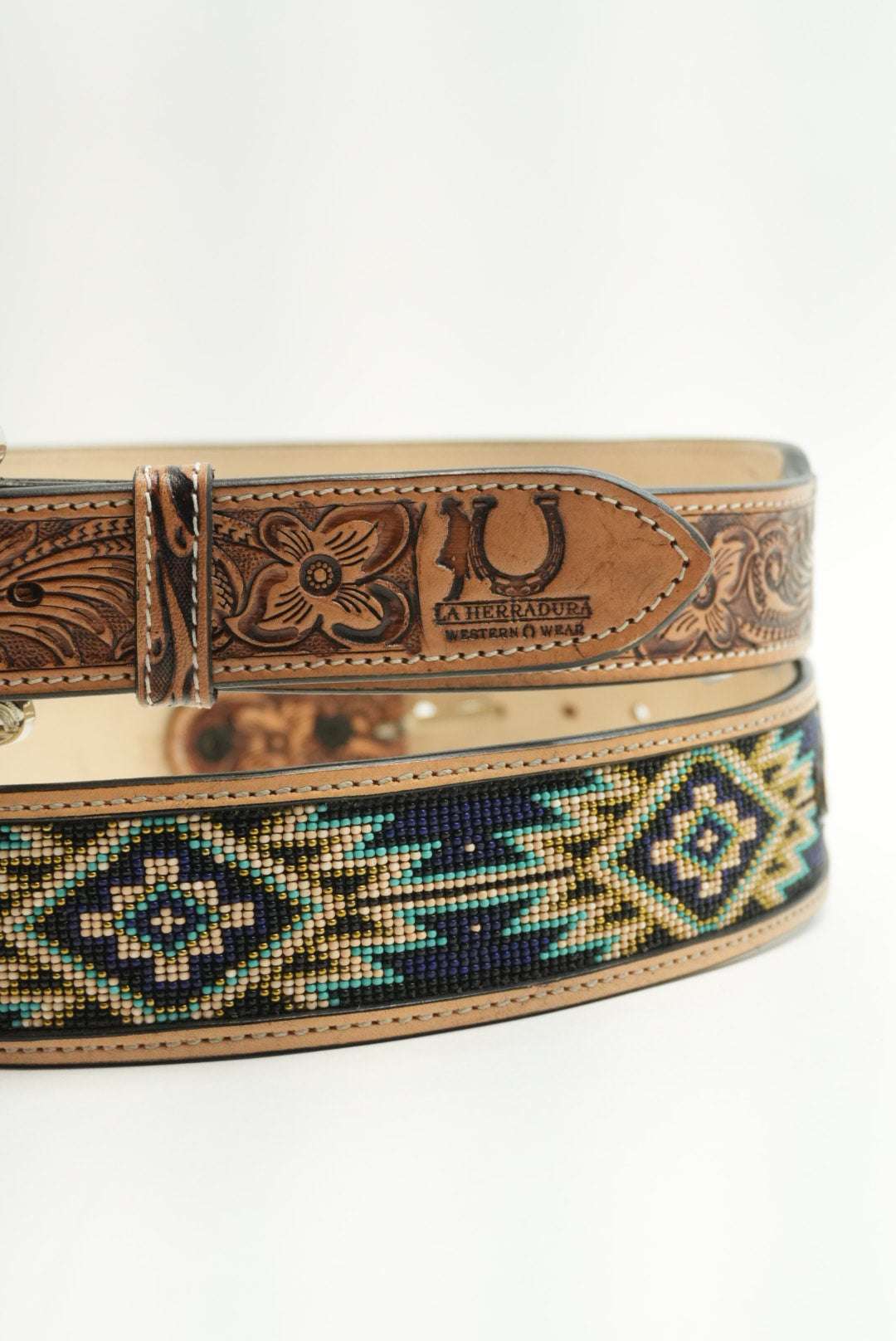 LA HERRADURA TAN AZTEC NAVY BLUE/BEIGE NEW DESIGN BELT Laherradurawwnc.com
