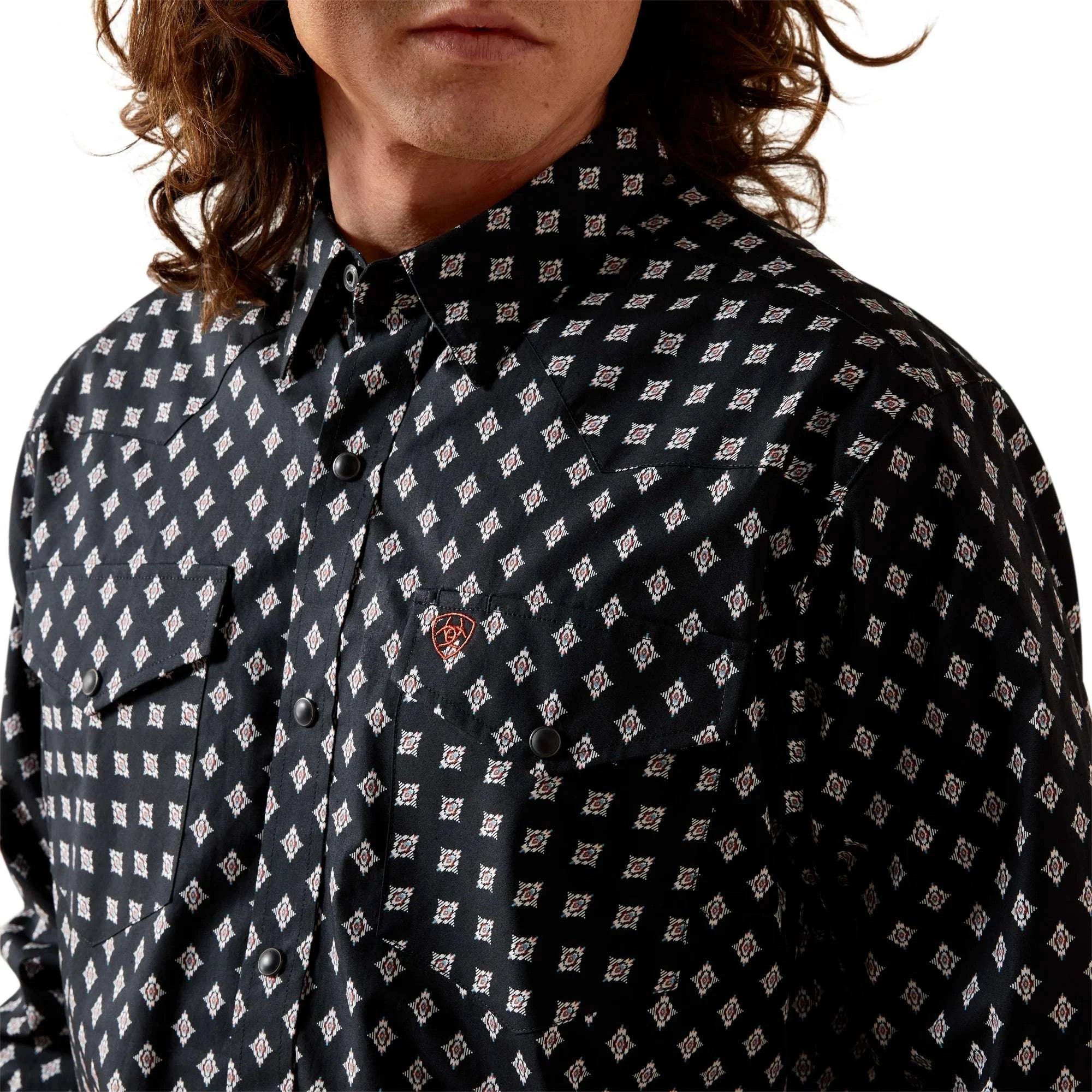 ARIAT MEN BLACK FELIX FTD SNP LS SHIRT-10065785 Laherradurawwnc.com