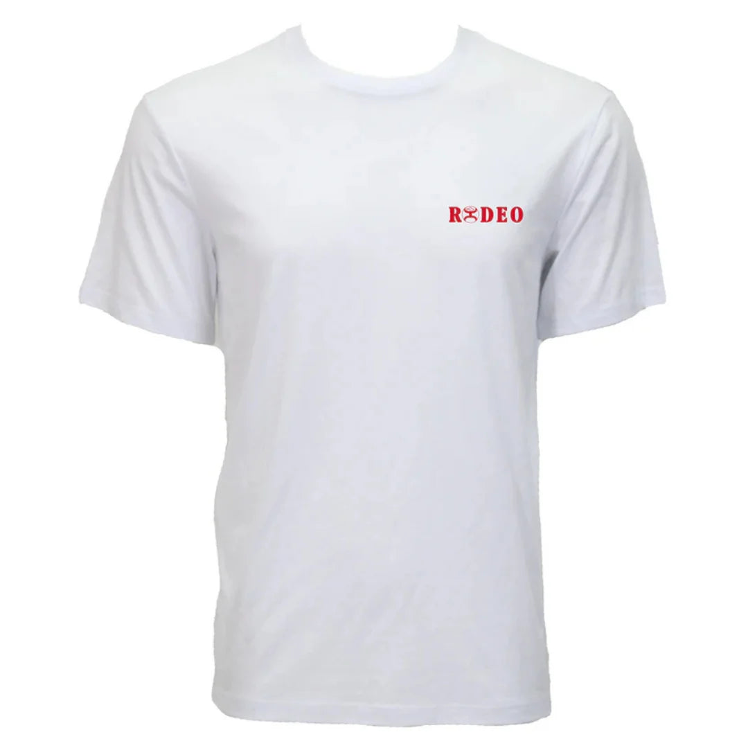 MEN HOOEY T-SHIRT WHITE CREW NECK WITH BLUE/ RED LOGO ON BACK- HT2609WH
