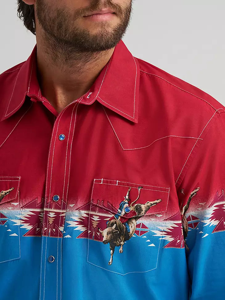 WRANGLER CHECOTAH MENS SHIRT RED/BLUE CLASSIC FIT - 112379226