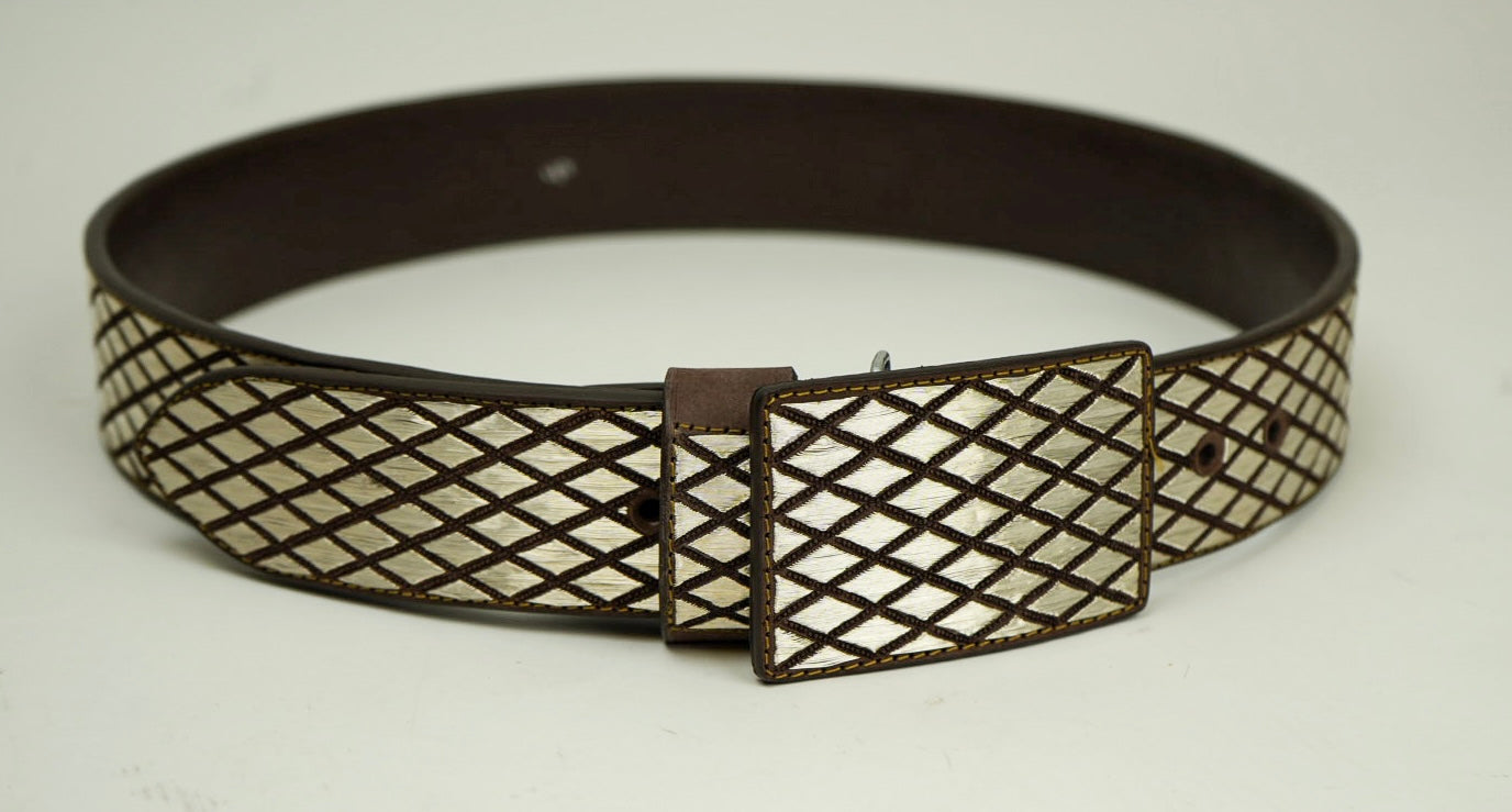 CINTO DE PLATA ROMBO LISO CHOCOLATE