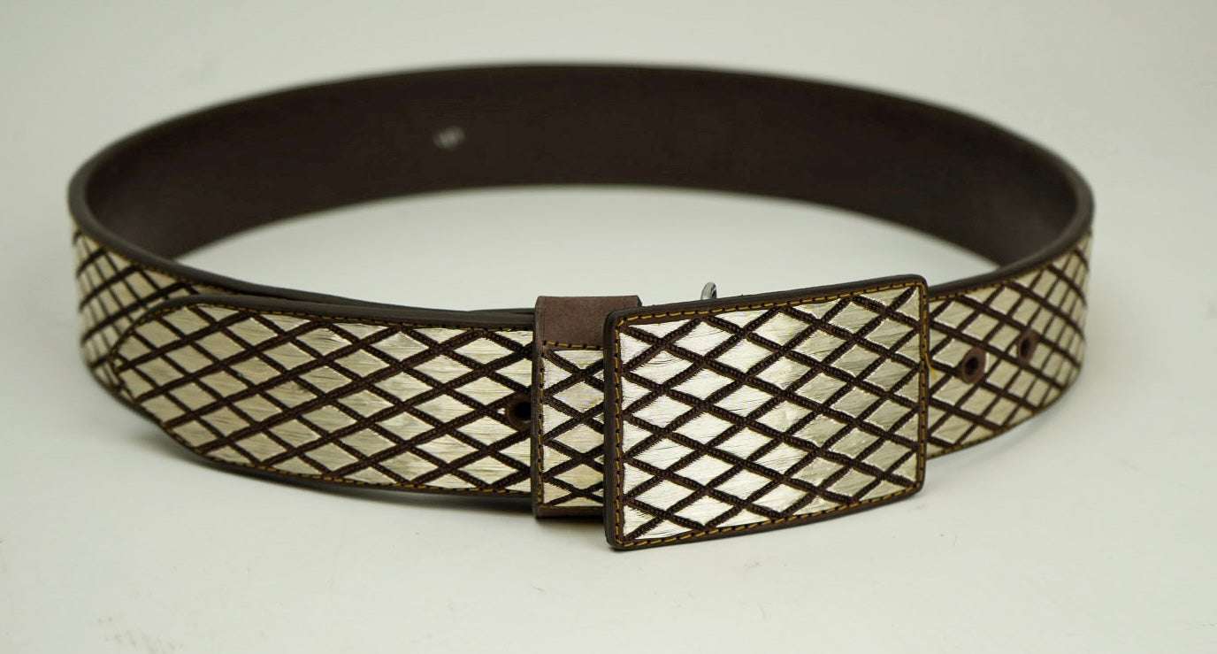 CINTO DE PLATA ROMBO LISO CHOCOLATE Laherradurawwnc.com