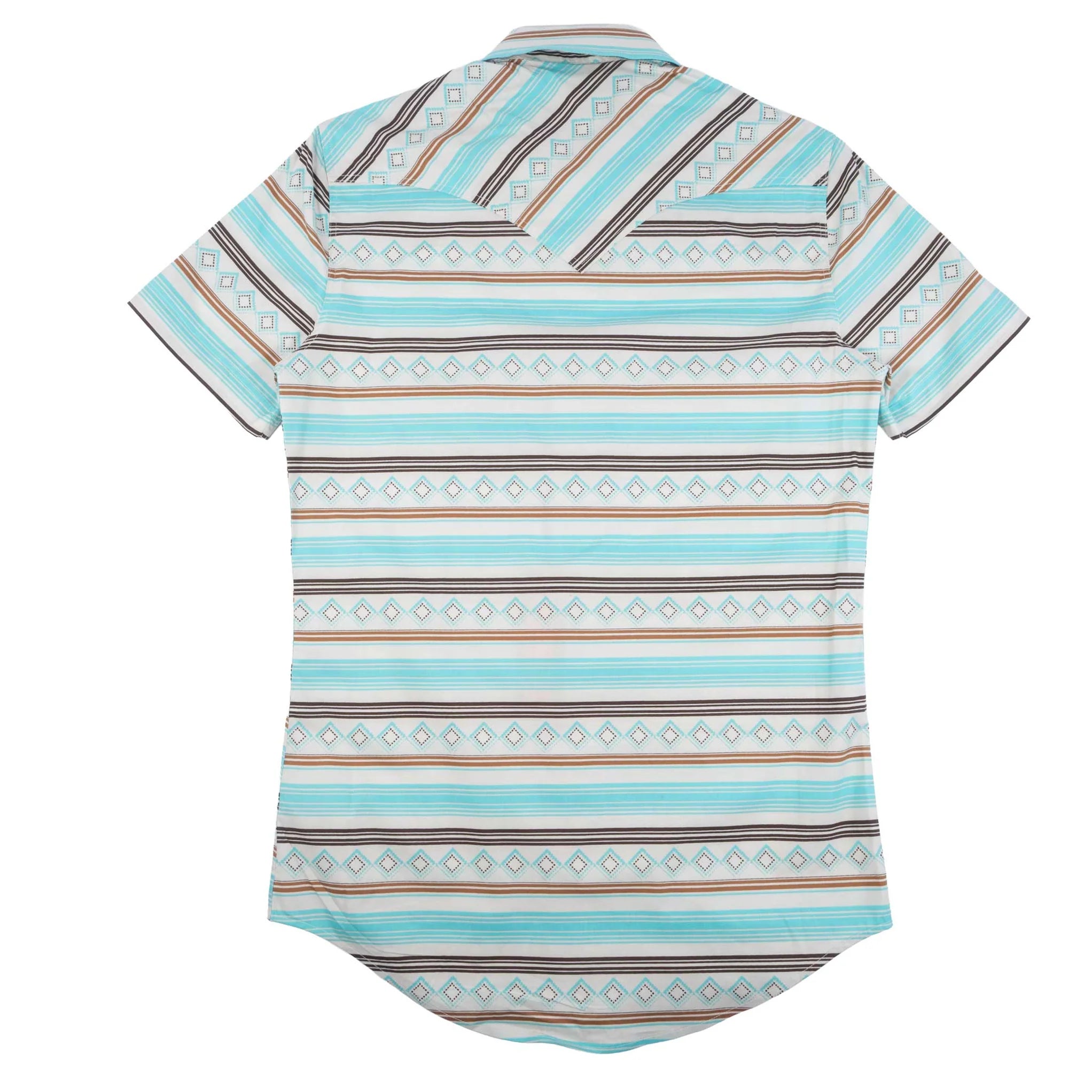 ROCK&ROLL MENS TEAL STRIPE PRINTED SHIRT SHORT SLEEVE - BMN3S08654