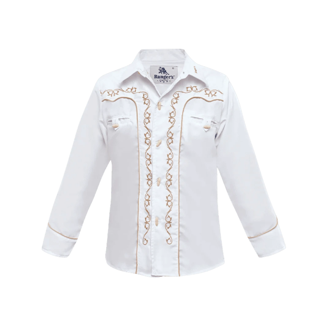 RANGERS SHIRT LONG SLEEVE BEIGE BORDADO KIDS 008NO01 Laherradurawwnc.com