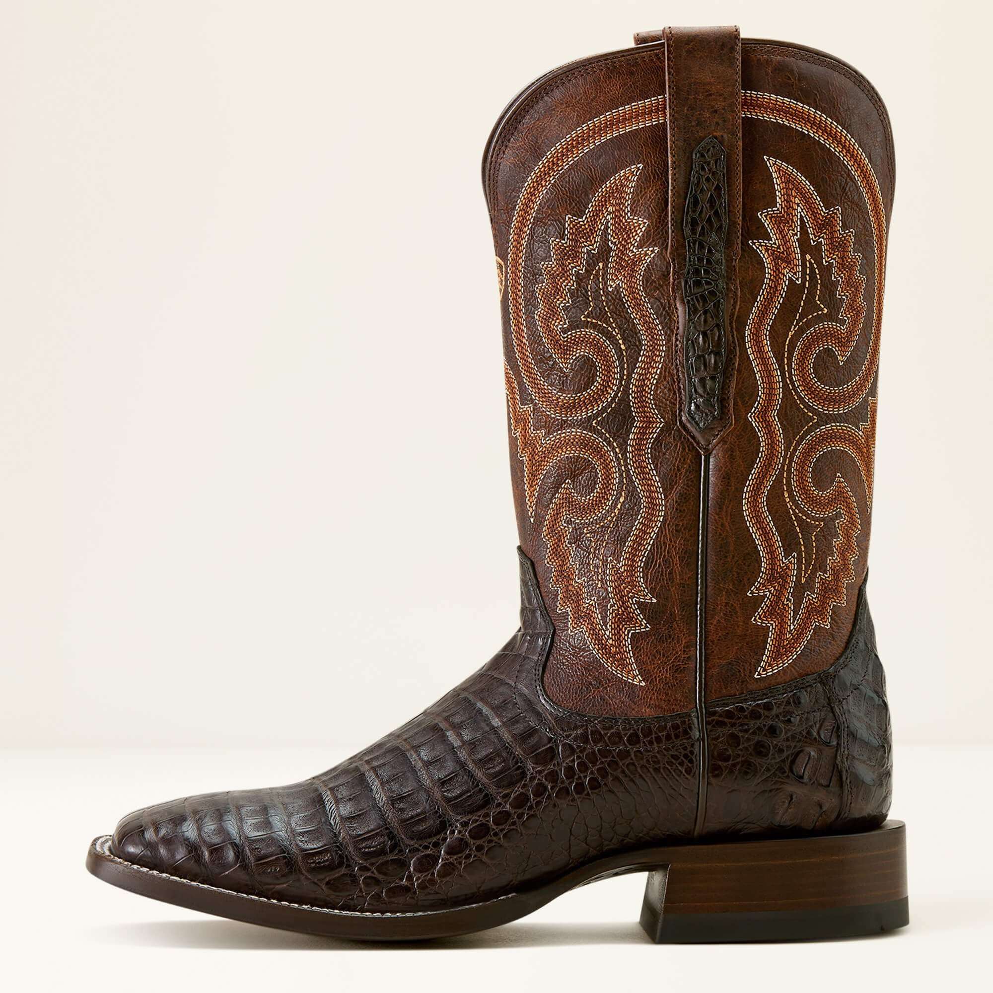 ARIAT MEN BOOTS CLASSIC CALLEN CHOCOLATE CAIMAN BELLY CHESTNUT BROWN SQ.TOE 10063771 Laherradurawwnc.com
