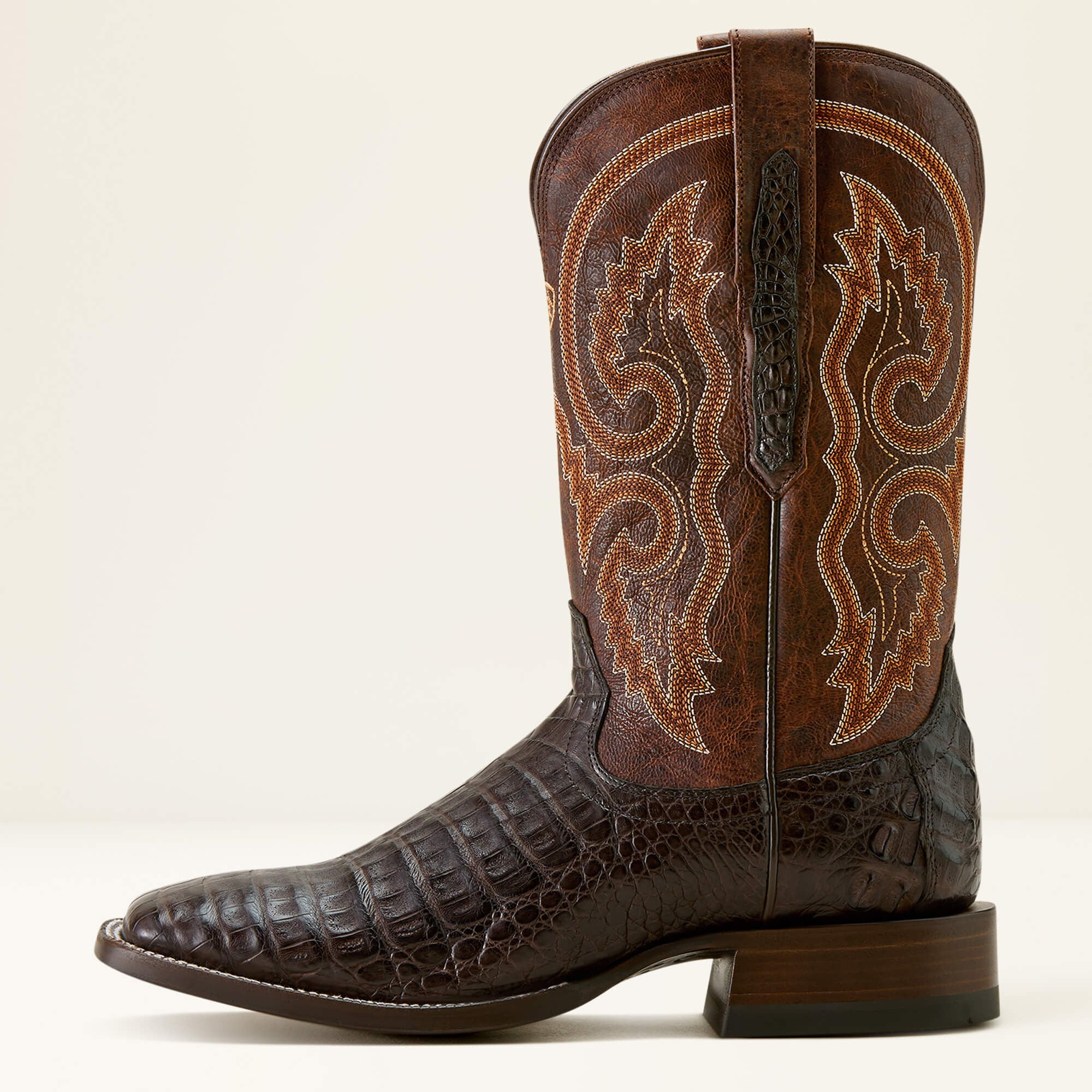 ARIAT MEN BOOTS CLASSIC CALLEN CHOCOLATE CAIMAN BELLY CHESTNUT BROWN SQ.TOE 10063771 Laherradurawwnc.com