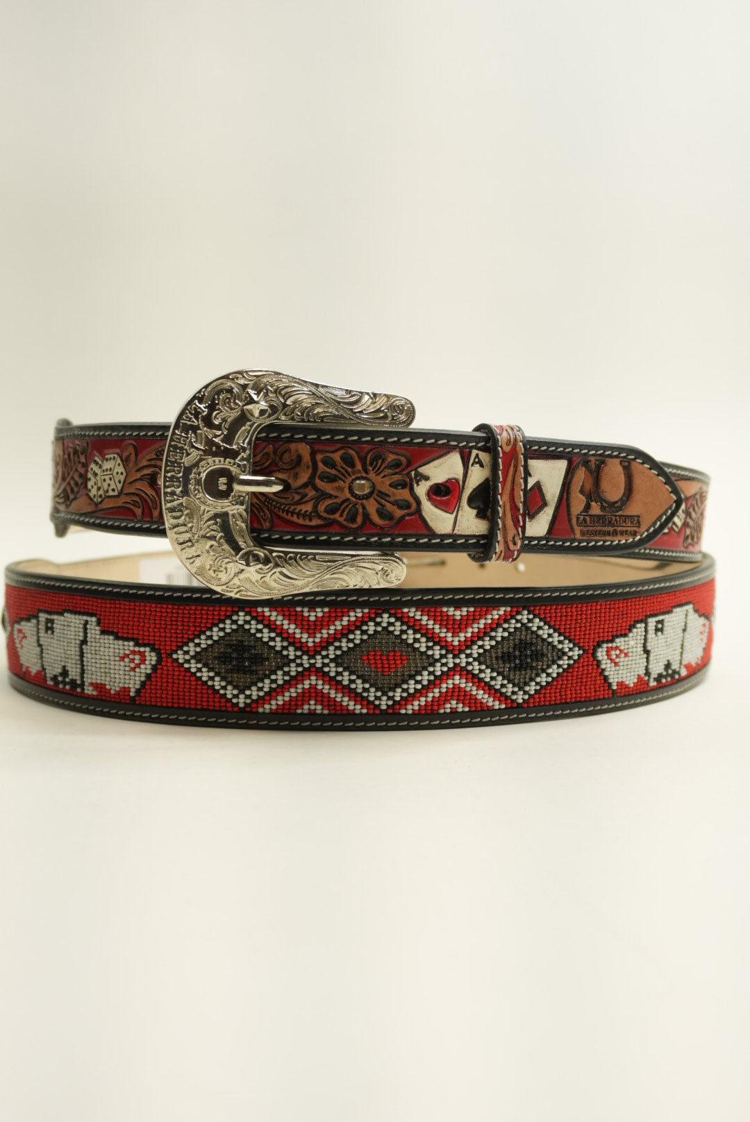 LA HERRADURA RED CASINO BELT NEW DESIGN