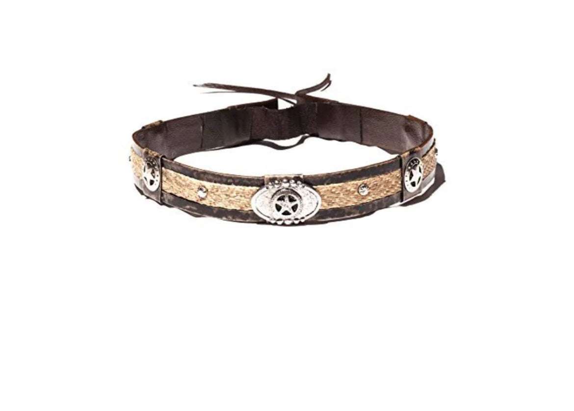 PHUNKY HORSE SILVER STAR HAND CRAFTED WIDE HATBAND, BROWN Laherradurawwnc.com
