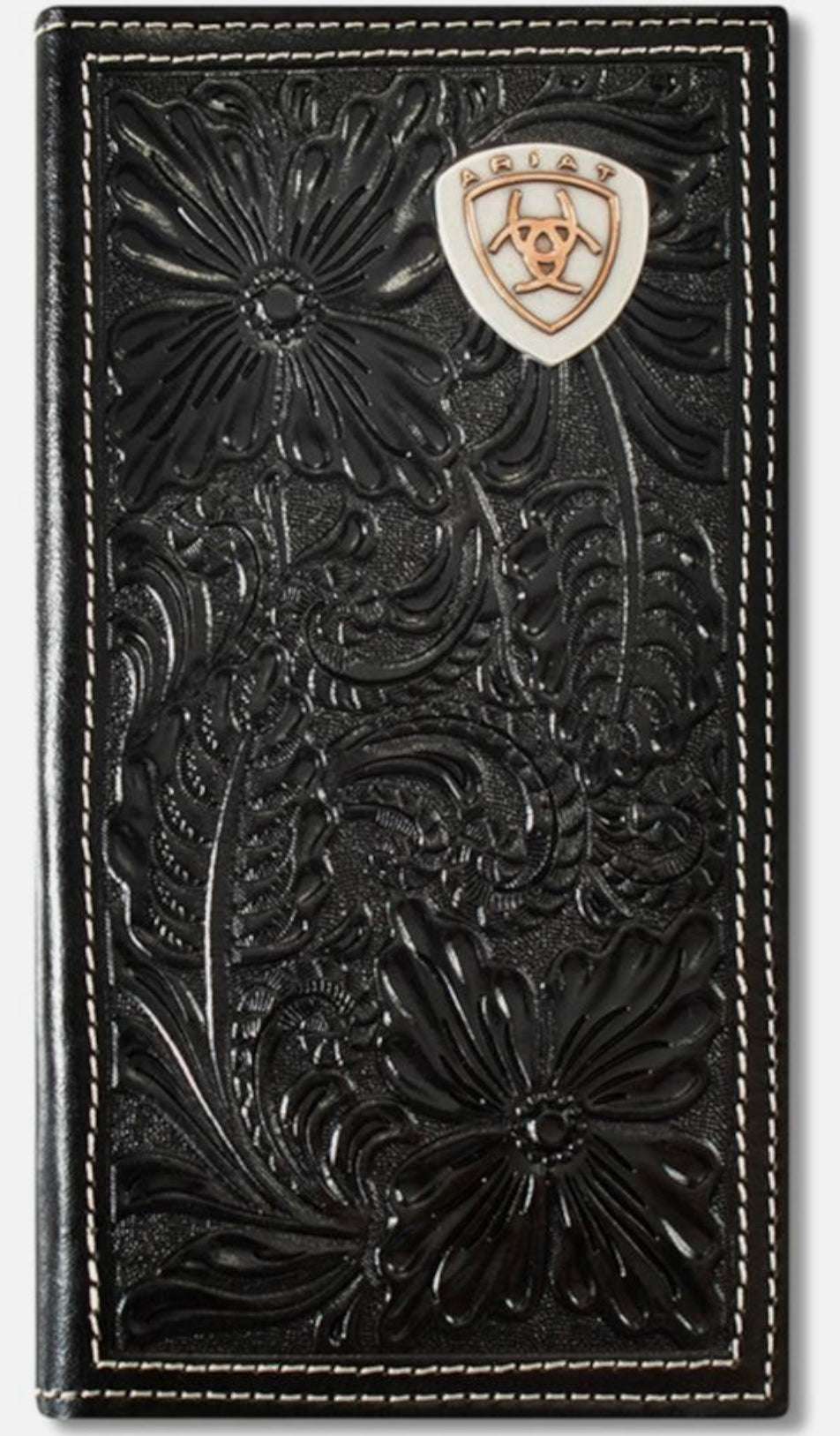 ARIAT BLACK HAND TOOLED WALLET-A3559701 Laherradurawwnc.com