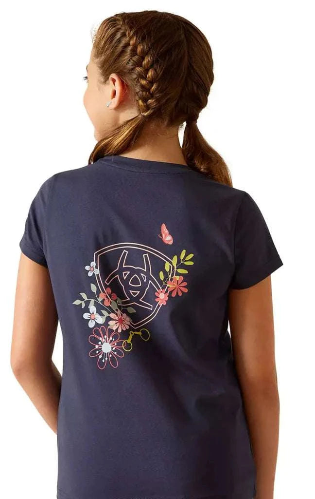 ARIAT KIDS TSHIRT -GIRLS WHITE/NAVY SHIELD 10048555 Laherradurawwnc.com