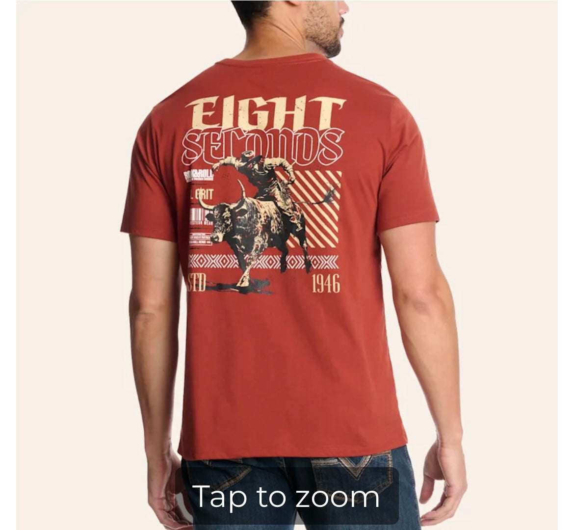 ROCK & ROLL UNISEX T-SHIRT EIGHT SECONDS GRAPHIC RUST - BU21T08868 Laherradurawwnc.com