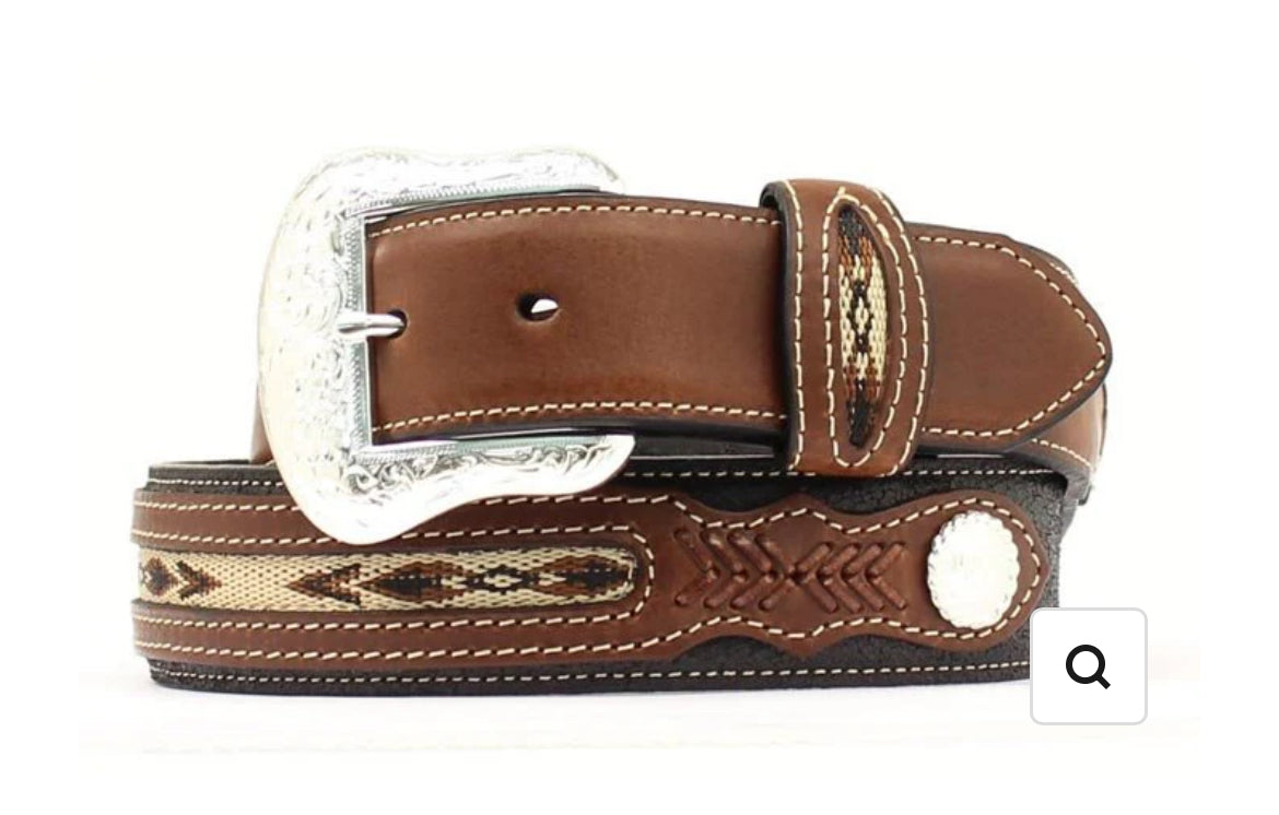 NOCONA MENS BROWN BELT WITH TAN AZTEC DESIGN- N2476044