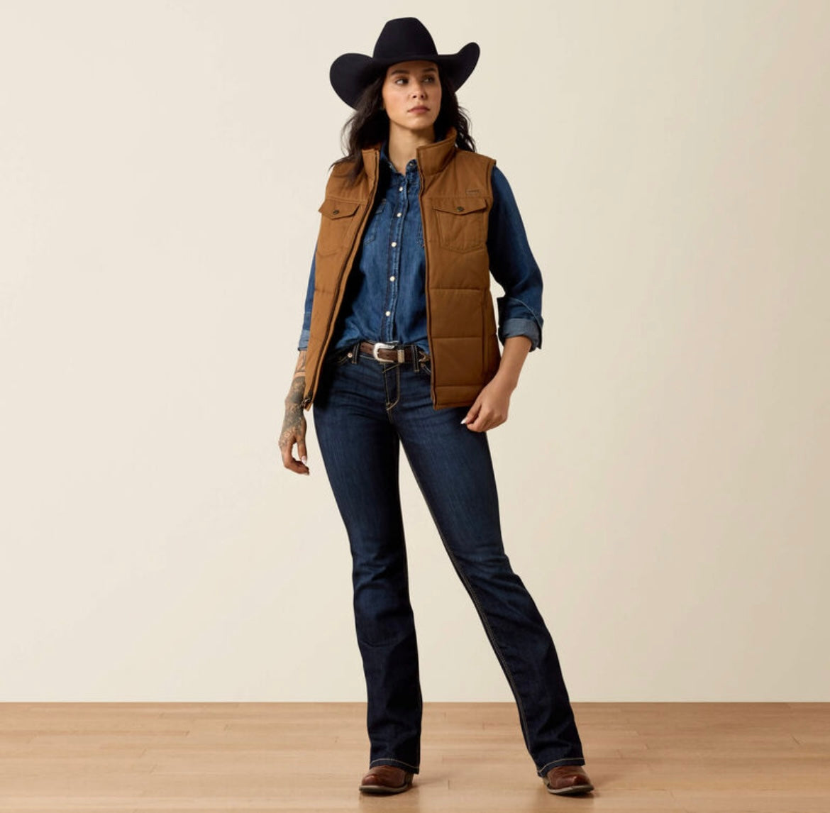 ARIAT WOMEN ATLAS GRIZZLY QUIL TED VEST DACHSHUND 10079655