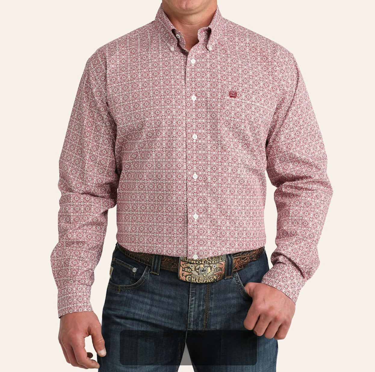 CINCH MENS RED LEAD DONT FOLLOW SHIRT MTW1106052