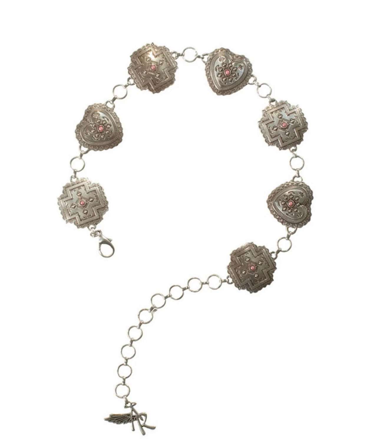 ANGEL RANCH - YOUTH SILVER CHAIN PINK STONE BELT - D130003730 Laherradurawwnc.com