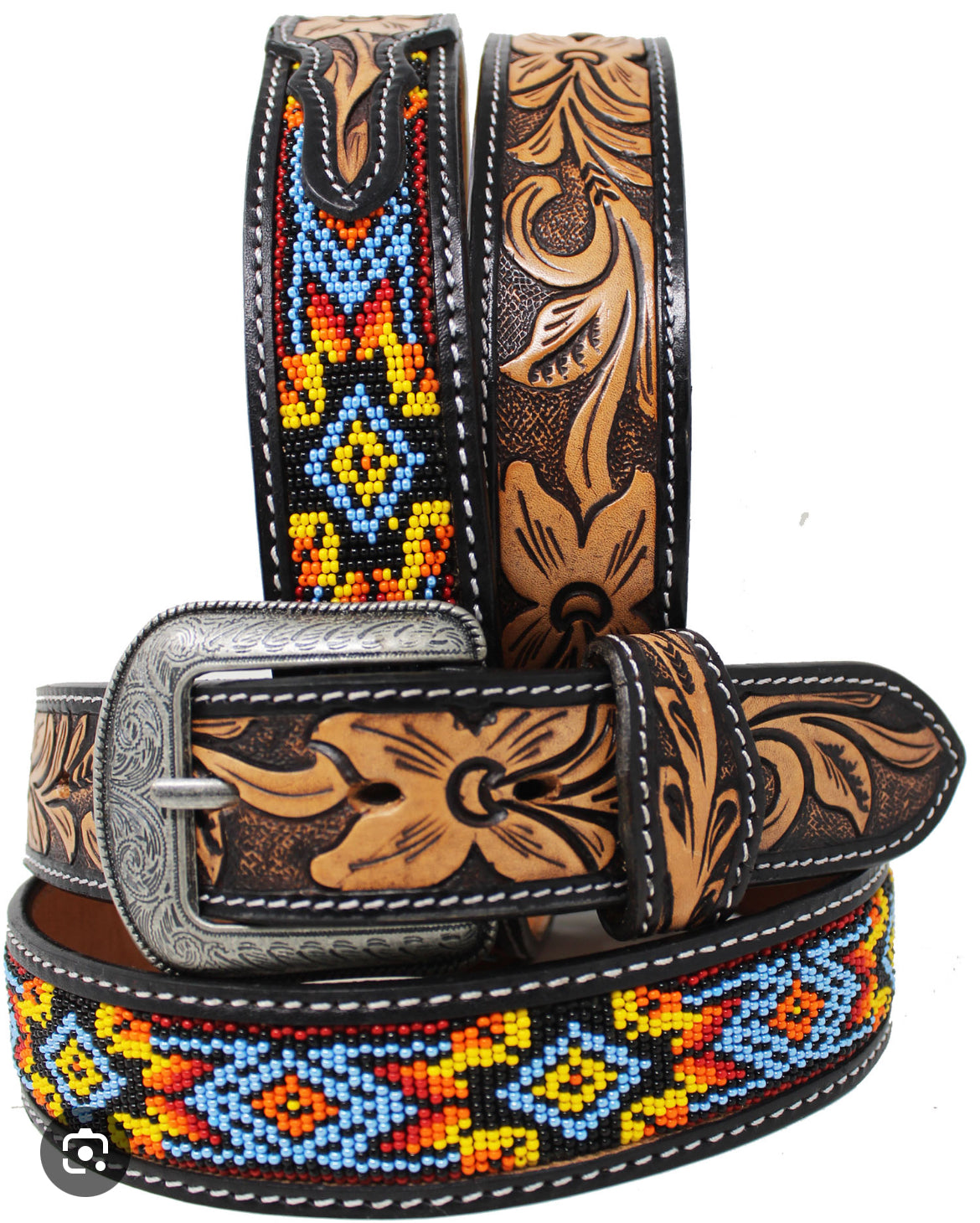 ORIGINAL CHALLENGER HORSE WEAR TAN MULTI COLOR BEADED AZTEC BELT- 26RT23A
