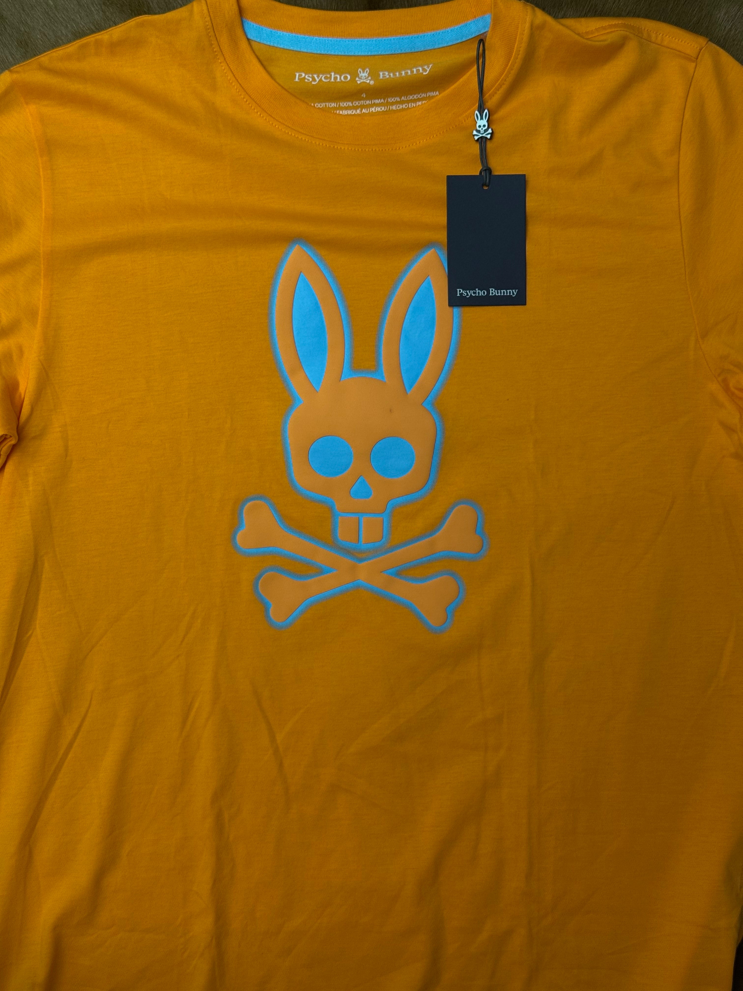 PSYCHO BUNNY MEN WELLINGTON GRAPHIC TEE 819 NECTARINE