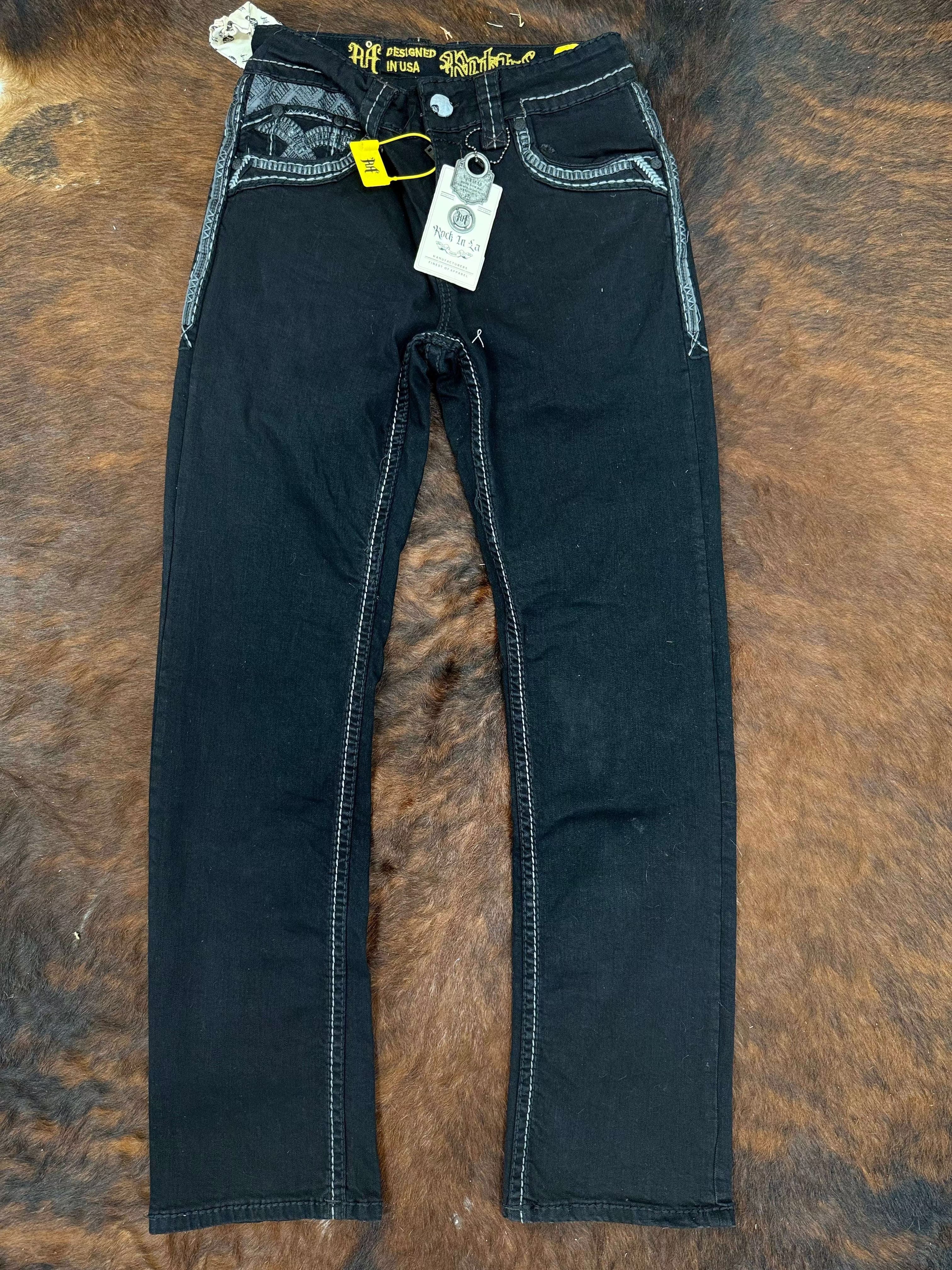 ROCK IN LA MENS BLACK R 385 STRAIGHT BOOT CUT JEANS Laherradurawwnc.com