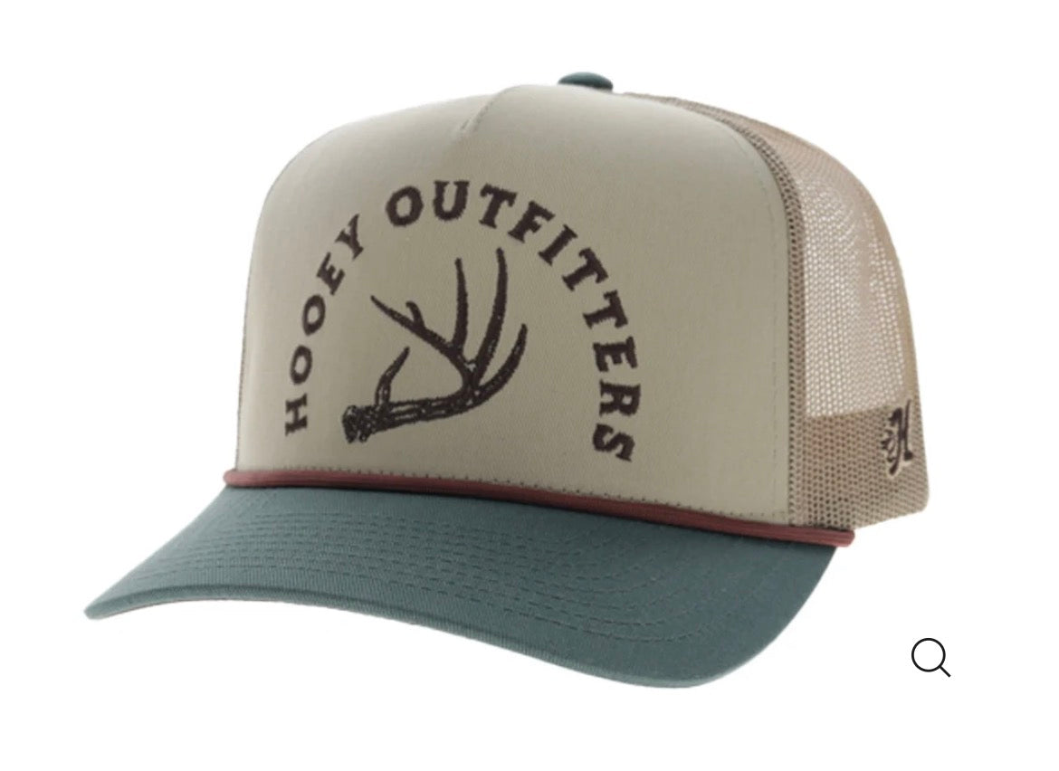 HOOEY CAP SHED TAN/GREEN ANTLER LOGO 6043T-TNGR