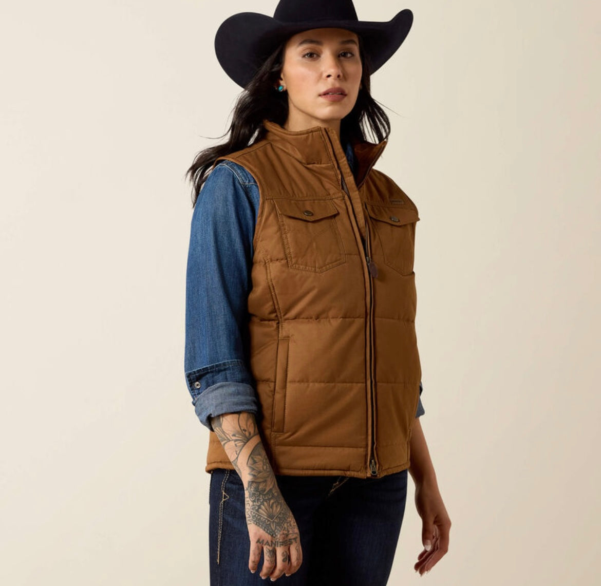 ARIAT WOMEN ATLAS GRIZZLY QUIL TED VEST DACHSHUND 10079655