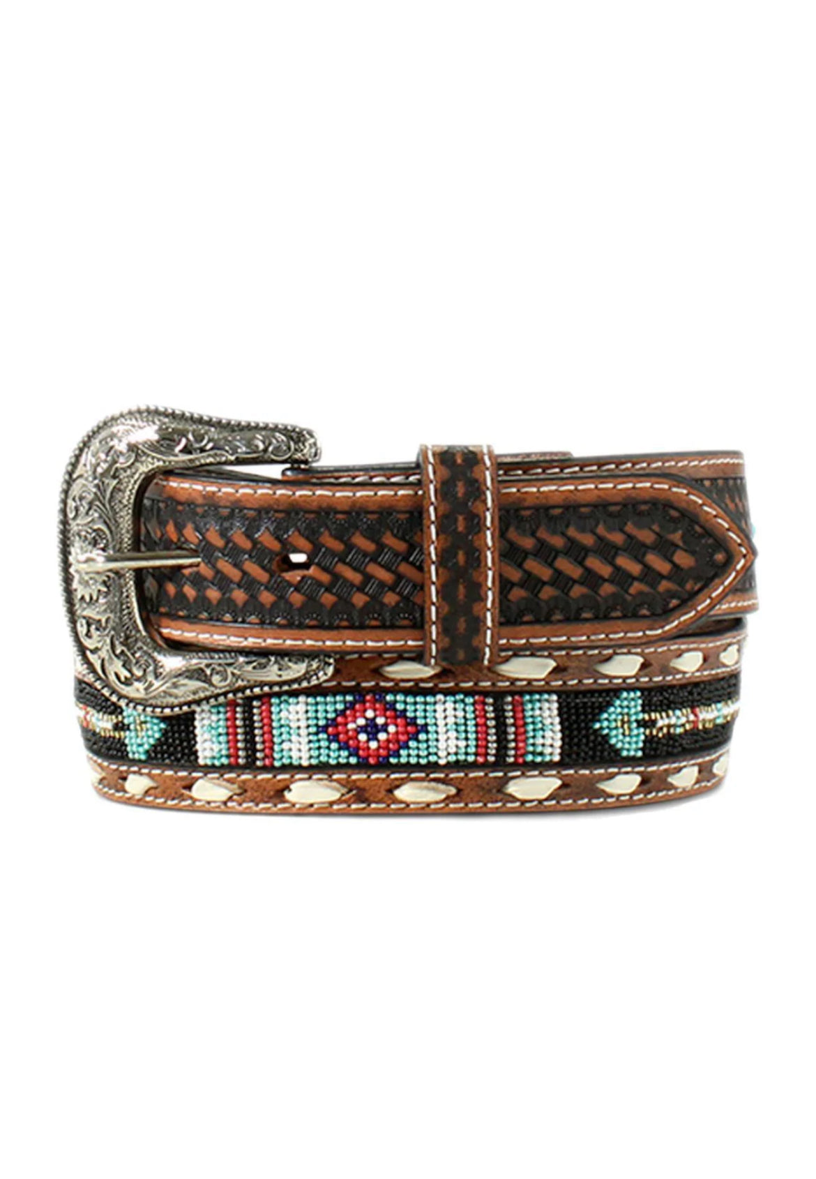 Ariat Mens Brown Aztec teal Belt - A1040708