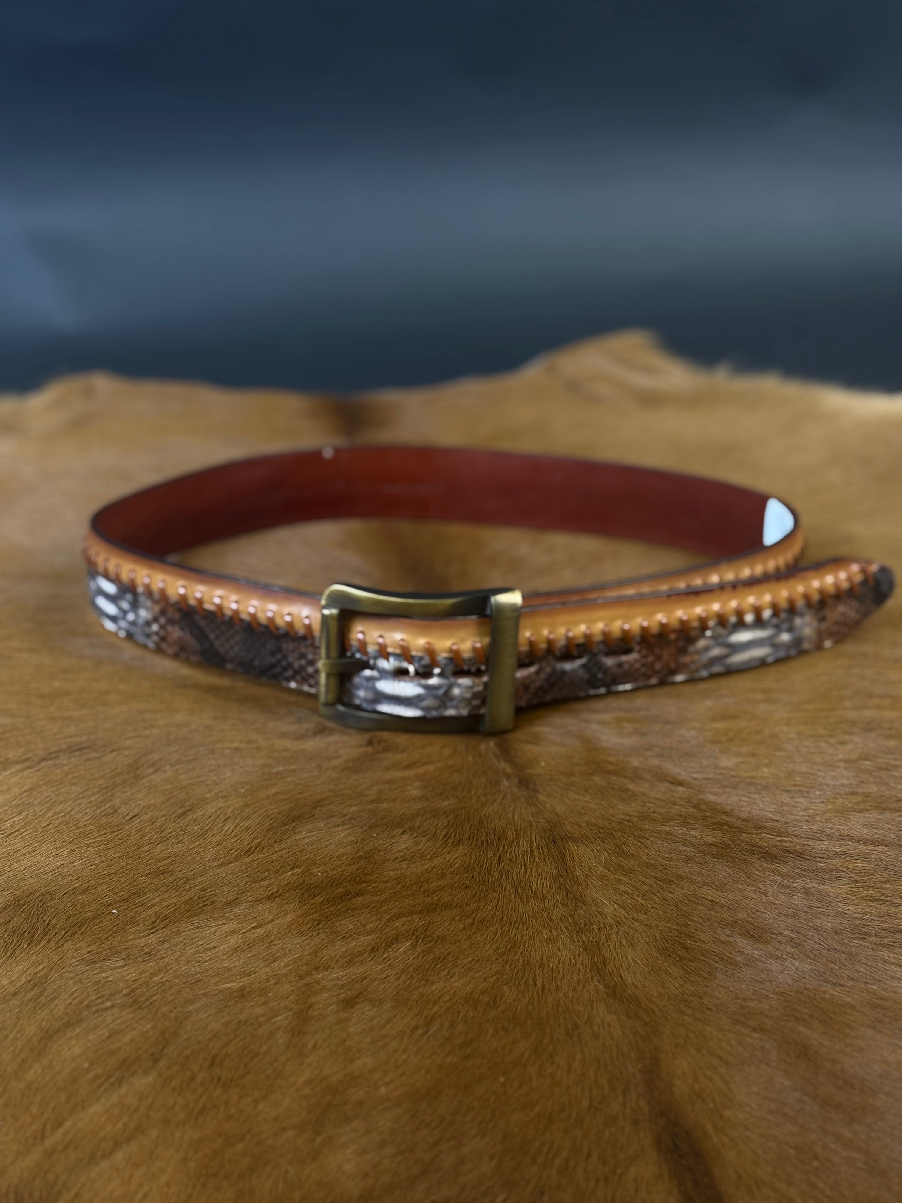 LOS ALTOS BROWN/PYTHON MEN BELT