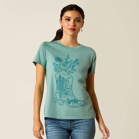 ARIAT WOMENS/ GARDEN BOOTS SS TSHIRT- 10052543