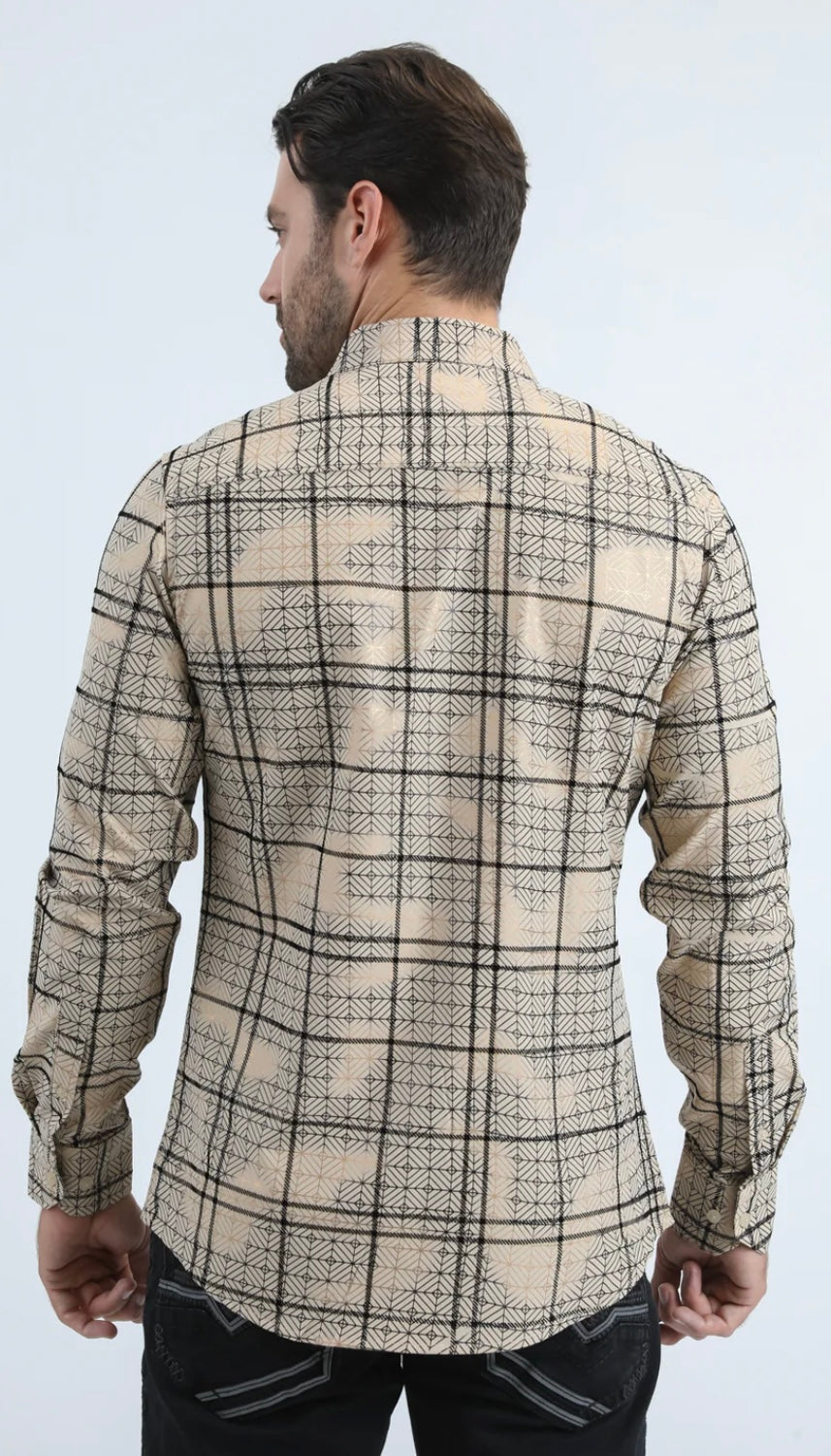 PLATINI MEN SHIRT LONG SLEEVE BROWN- FPL11252