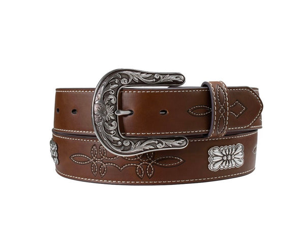 NOCONA WOMEN BROWN FLORAL EMBOSSING WESTERN BELT N320008602