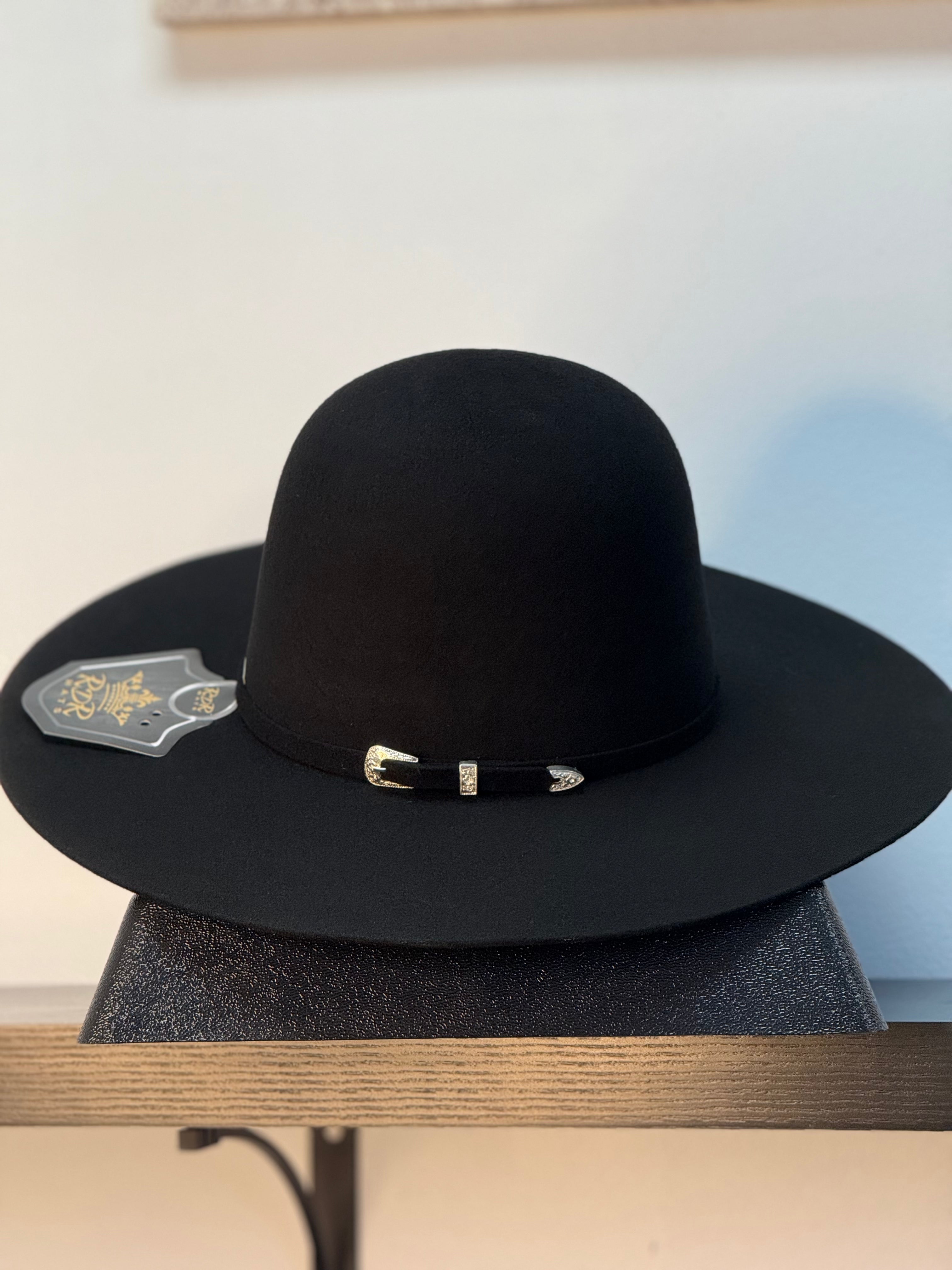 RDR BLACK OPEN CROWN FELT HAT