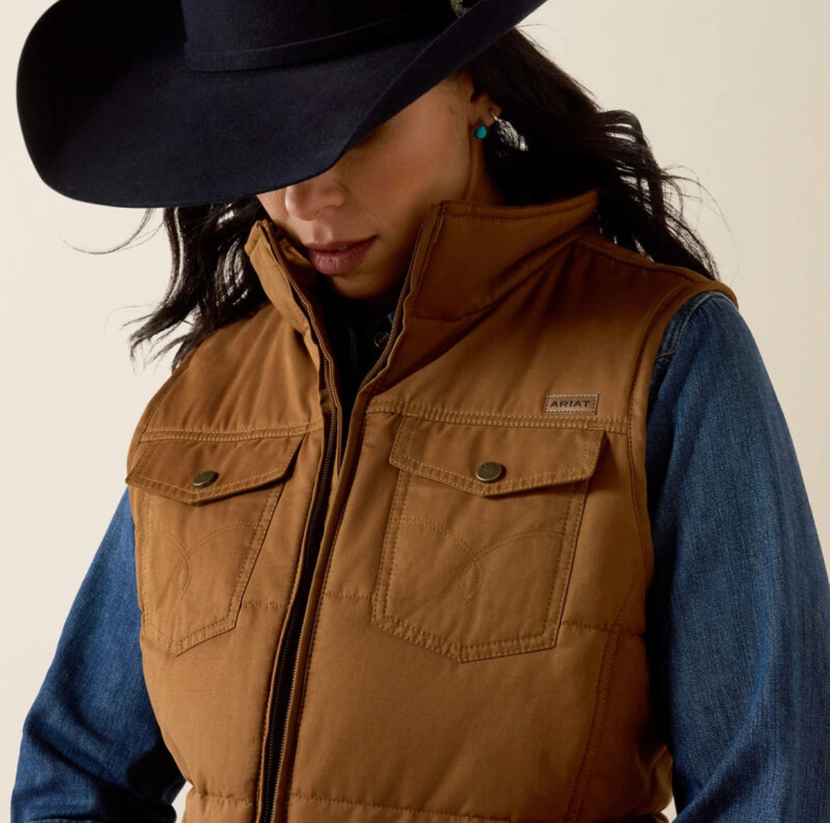 ARIAT WOMEN ATLAS GRIZZLY QUIL TED VEST DACHSHUND 10079655