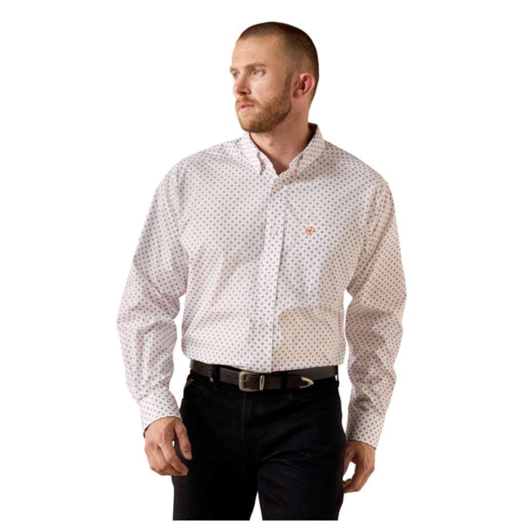 ARIAT MENS WHITE GEO PRINT SHIRT- 10071748 Laherradurawwnc.com