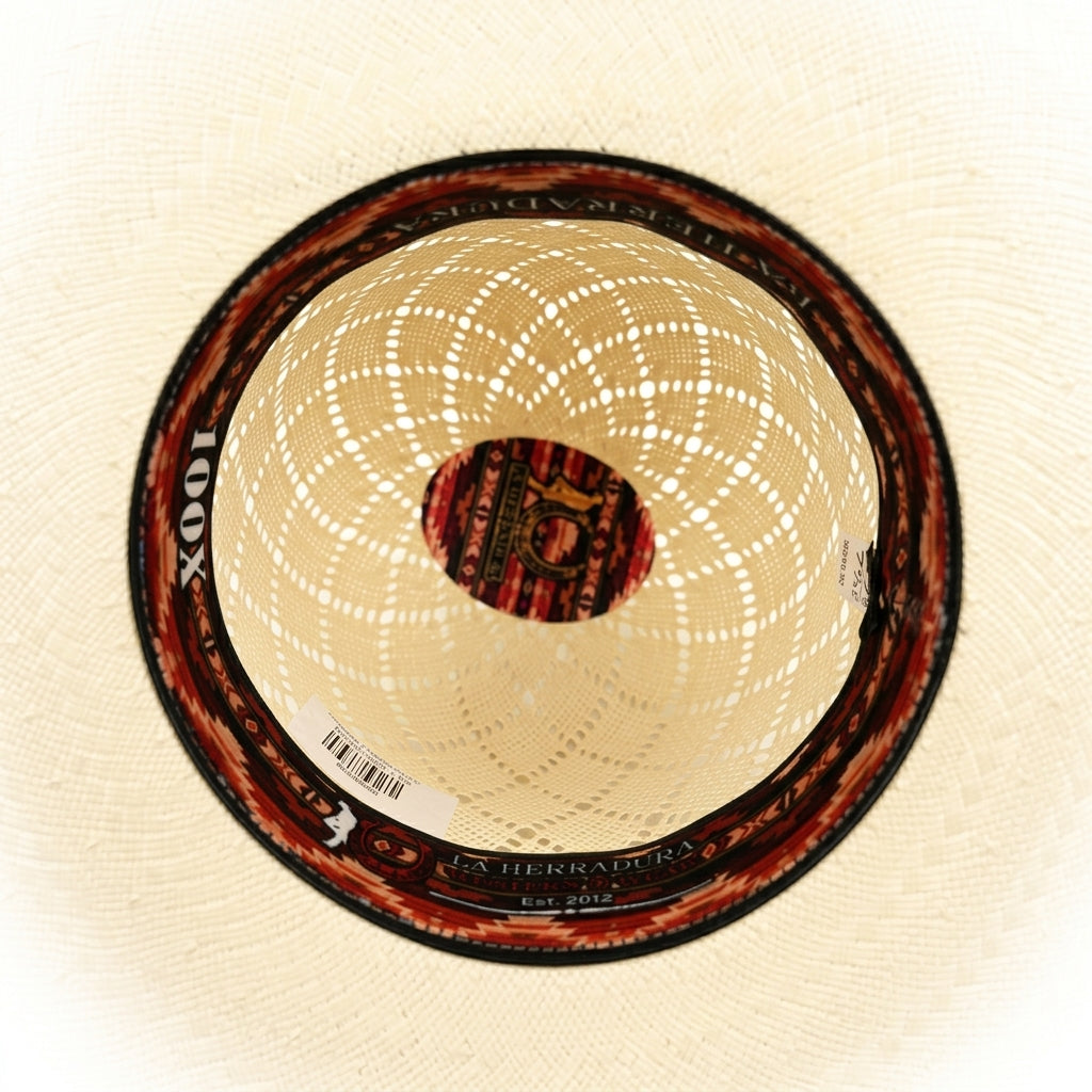 SOMBRERO DE PAJA HERRADURA 100x 5 JAP CUADROS BLANCOS