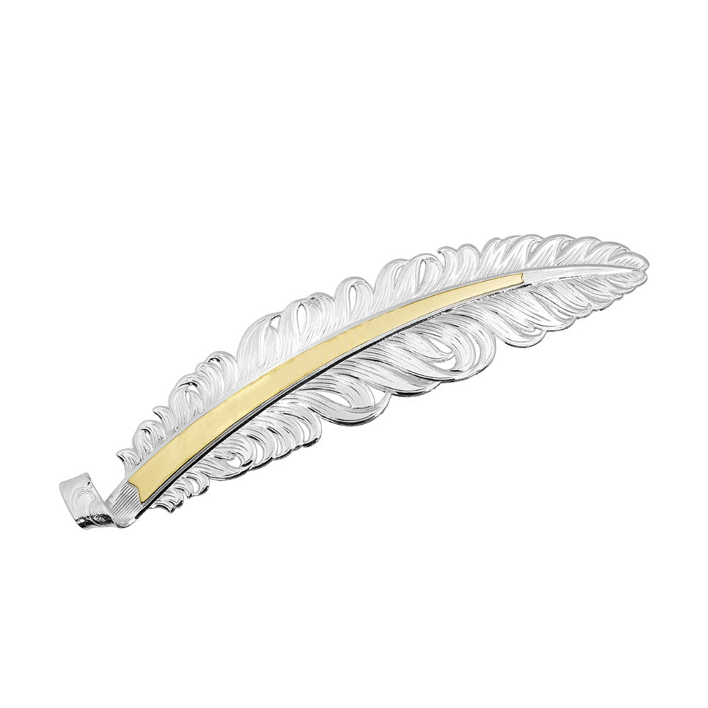 SOMBRERO DE FIELTRO DE MONTAR LLANO DE PLATA, PLUMA, SIN LETRAS