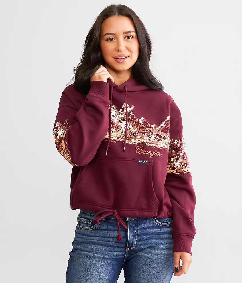 WRANGLER WOMENS HOODIE MAROON-112339437 Laherradurawwnc.com