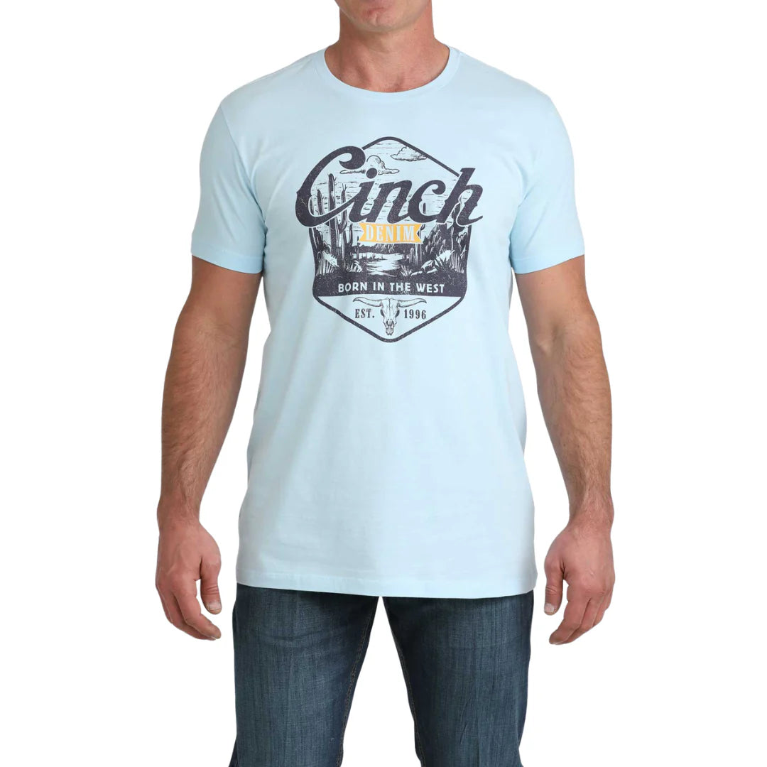 CINCH MENS T-SHIRT SHORT SLEEVE SKY BLUE -MTT1690718 Laherradurawwnc.com