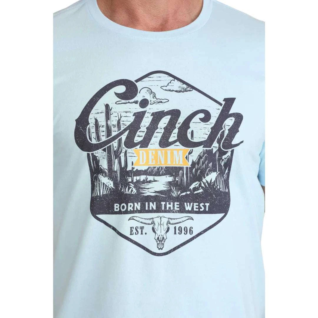 CINCH MENS T-SHIRT SHORT SLEEVE SKY BLUE -MTT1690718 Laherradurawwnc.com