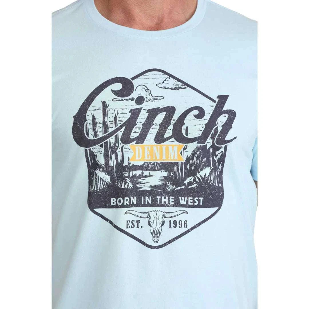 CINCH MENS T-SHIRT SHORT SLEEVE SKY BLUE -MTT1690718 Laherradurawwnc.com